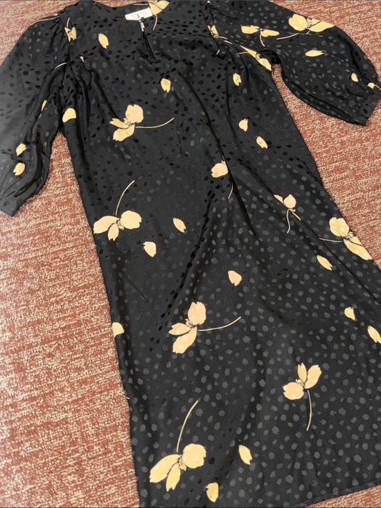 Flora Kung Dresses & Skirts - Vintage Flora Kung silk dress monochrome polka dot loose fit floral print dress